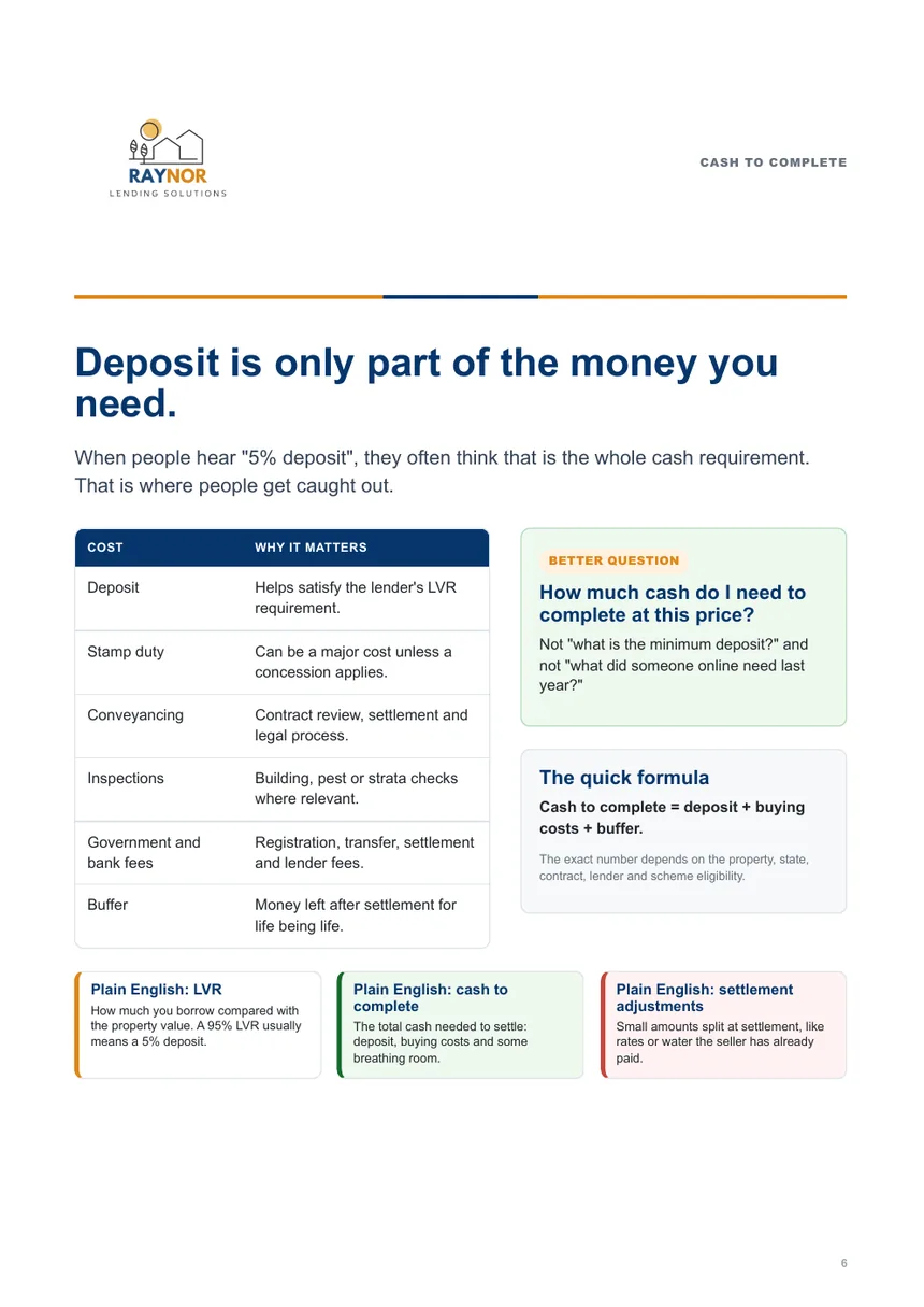 First Home Buyer Guide page 6 cash to complete